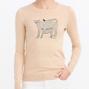 J. Crew Embroidered cheetah Teddie sweater Sz XS